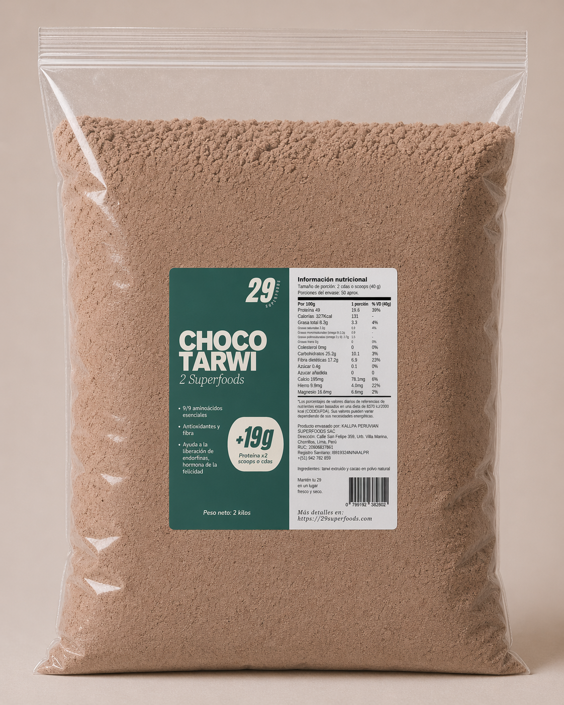 Blend proteico chocotarwi 2kg en bolsa