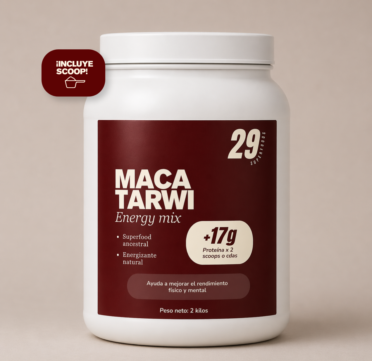 Mezcla energética macatarwi 2kg en pote - 29 Superfoods