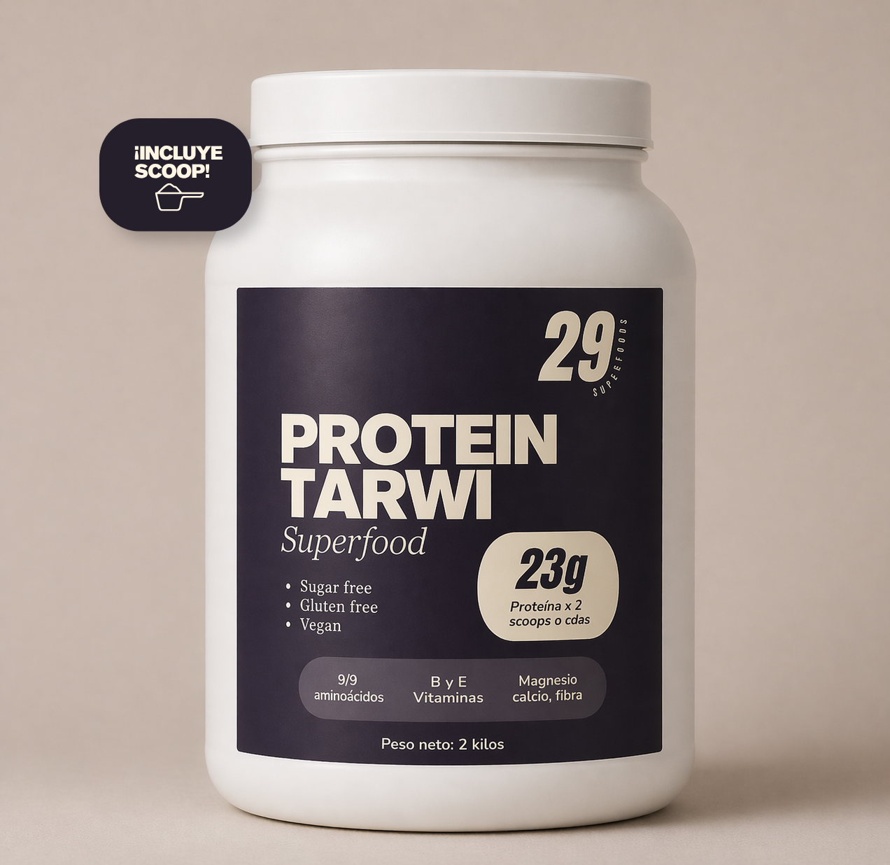 Proteína de tarwi 2kg en pote con scoop - 29 Superfoods